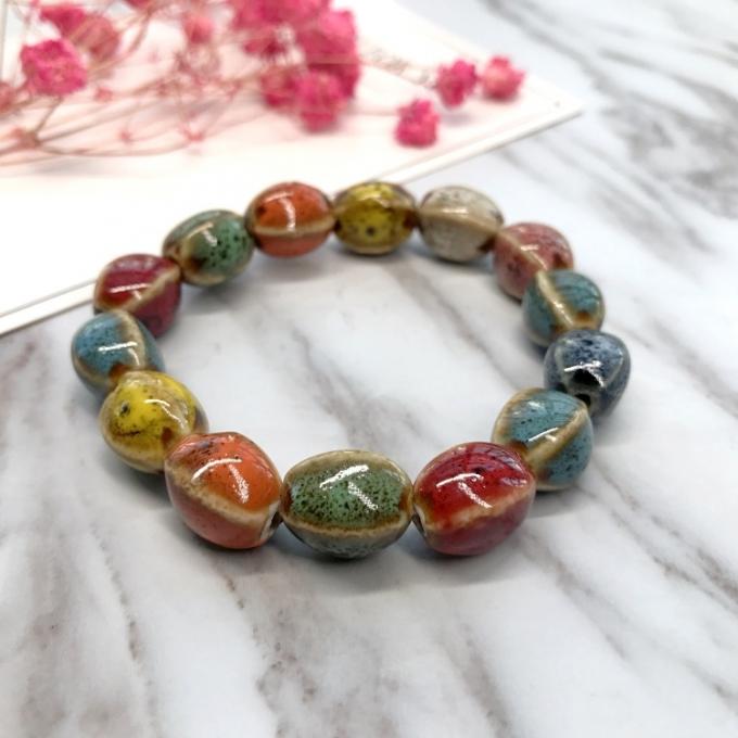 Ethnic Style Heart Sale High Temperature Flower Glaze Colored Ceramic Glaze Ceramic Bracelet Retro Multi-Style Painted Bracelet 3