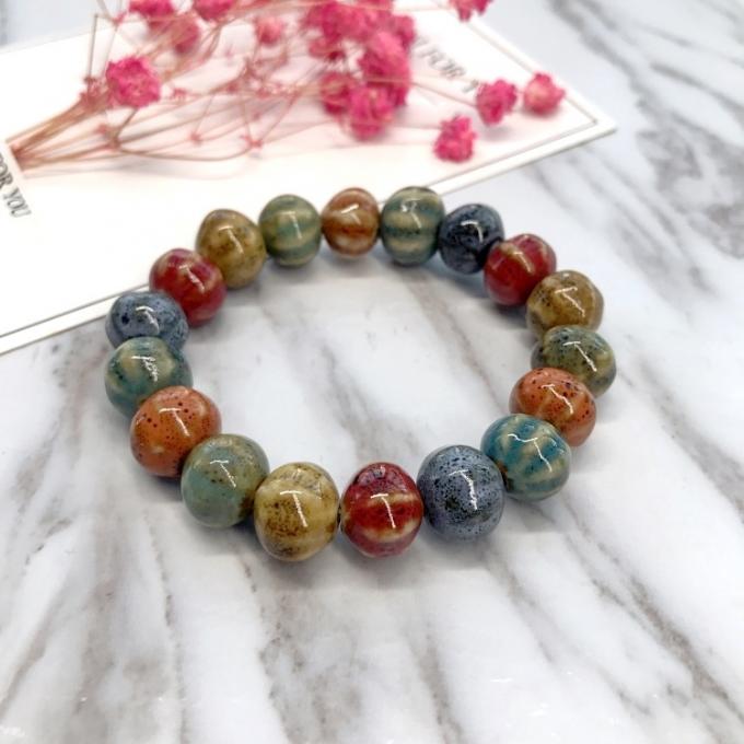 Ethnic Style Heart Sale High Temperature Flower Glaze Colored Ceramic Glaze Ceramic Bracelet Retro Multi-Style Painted Bracelet 6