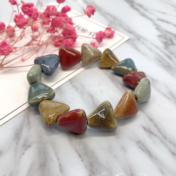Ethnic Style Heart Sale High Temperature Flower Glaze Colored Ceramic Glaze Ceramic Bracelet Retro Multi-Style Painted Bracelet 5