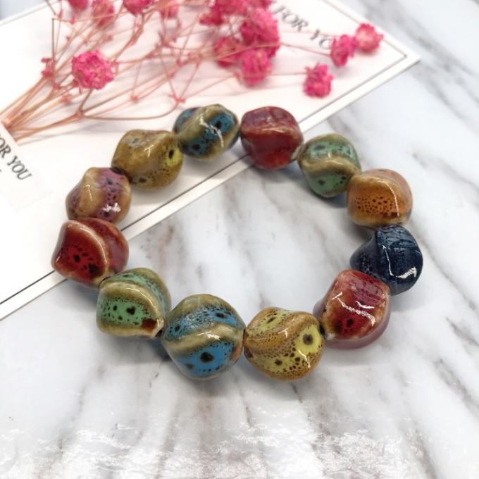 Ethnic Style Heart Sale High Temperature Flower Glaze Colored Ceramic Glaze Ceramic Bracelet Retro Multi-Style Painted Bracelet 4