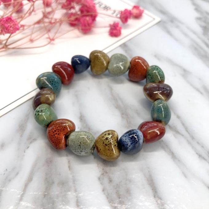 Ethnic Style Heart Sale High Temperature Flower Glaze Colored Ceramic Glaze Ceramic Bracelet Retro Multi-Style Painted Bracelet 8