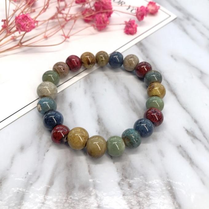 Ethnic Style Heart Sale High Temperature Flower Glaze Colored Ceramic Glaze Ceramic Bracelet Retro Multi-Style Painted Bracelet 10