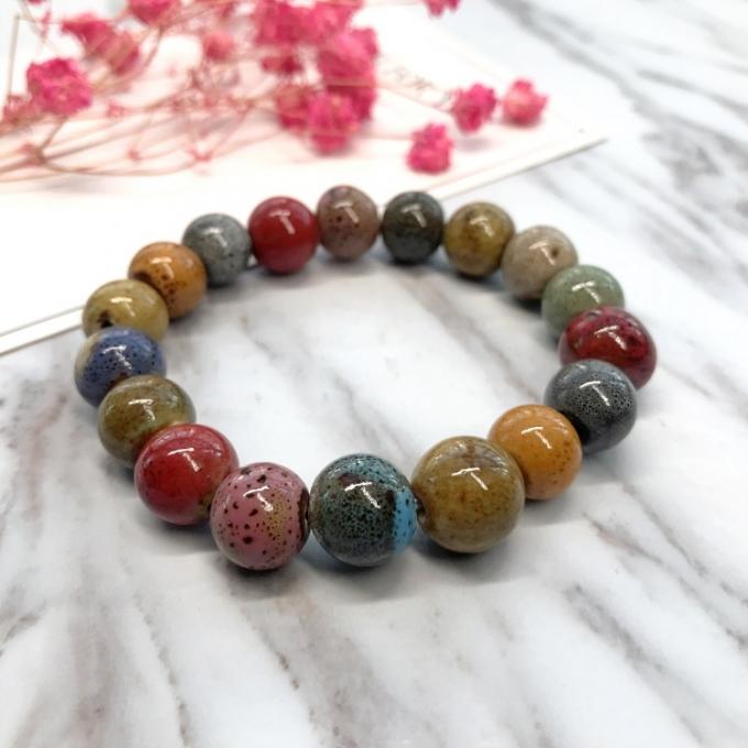 Ethnic Style Heart Sale High Temperature Flower Glaze Colored Ceramic Glaze Ceramic Bracelet Retro Multi-Style Painted Bracelet 11