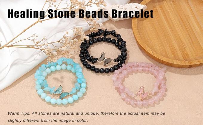 Jade Rabbit Amethyst Bracelet For Women Anxiety Amethyst Beaded Bracelets Butterfly Charms Healing Stone Layered Bracelet Gifts For Women 0