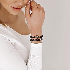 Jade Rabbit Amethyst Bracelet For Women Anxiety Amethyst Beaded Bracelets Butterfly Charms Healing Stone Layered Bracelet Gifts For Women 2