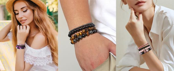 Crystal Gemstones Bracelet,Anxiety Stress Relief Bracelet Handmade Purple Jewelry Gifts For Women Rakhi Positive Energy Gifts Gifts for Cleansing Home Decor 0