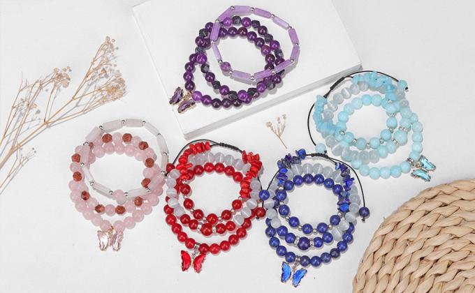 Healing Crystal Bracelets For Women Amethyst Rose Quartz Bracelet Set 8mm Natural Stone Beaded Bracelet Anxiety Stress Relief Purple Bracelets For Women 1