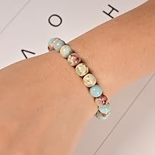 Mixed Gemstones Bead Double Protection Bracelet Set-Stone Round Beaded Stretchy Bracelets For Women Men 0