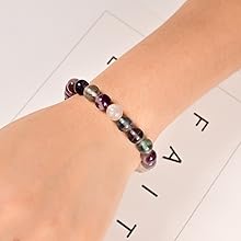 Mixed Gemstones Bead Double Protection Bracelet Set-Stone Round Beaded Stretchy Bracelets For Women Men 3