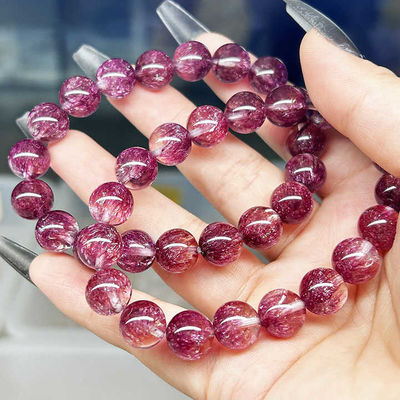 Natural Healing Properties Natural Purple Copper Super Seven Rutilated Quartz Bracelet With Natural Healing Stone Jewelry