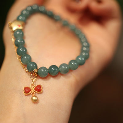 New Natural Jade Bracelet Handmade Natural Light Green White Jade Chinese Round Bead Bangles Women Reiki Healing Health Care Energy Strand Bracelets