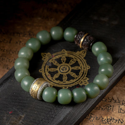 Natural Hetian Jade Amulet Healing Jade Stones periapt Protection Pendant Bracelet with silver accessories Necklace For Crystal Crafts Gifts