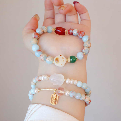 Europe And United States New Natural Red Agate Pearl Shoushan Stone Beaded Bracelet Female Jewelry Wholesale Bangles Type