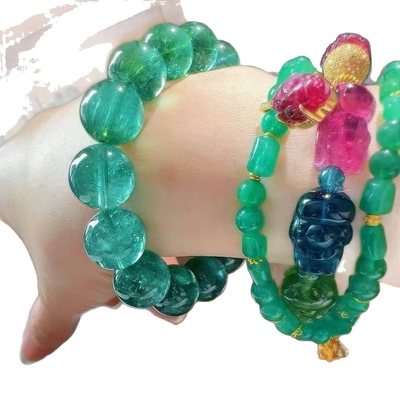 Rainbow Tourmaline - Joy - Beaded Bracelets For Women, Handmade Natural Stone Beads 925 Sterling Silver Stretch Bracelets, Chakra Crystal Gemstone Jewelry Gifts