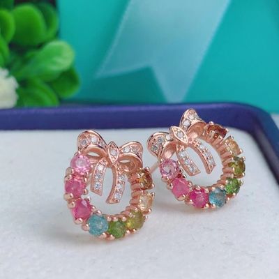 Earrings, Ring, Necklace, Bracelet, Tourmaline Earrings Paraiba Blue Drop Earrings Luxury Tourmaline Fusion Heart Shape Stud Earrings Multicolor Stone Earring for Wedding Earrings
