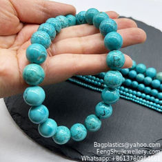 Pulsera de cuentas de plata 925 de turquesa natural de 10MM Punk Hip-Hop Europea y Americana Tendencia Personalidad Hombres y Mujeres Kroro Pulsera de cuentas de plata Punk Retro Tendencia Personalidad Joyería de mano