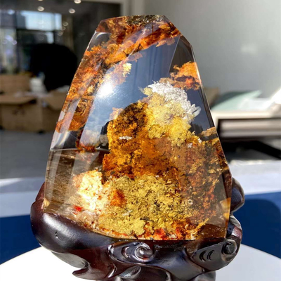 Natural Color Ghost Hair Crystal Stone Green Ghost Thousand Layers Mountain Cornucopia Pyramid Crystal Ghost Raw Stone Ornaments