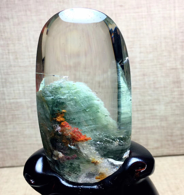 Natural Brazilian Ghost Color Ghost Cornucopia Thousand-Layer Mountain Green Ghost Pyramid Fully Wrapped Raw Stone Crystal Ornaments