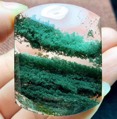 Fengshui Good Luck Natural Green Ghost Stone Crystal Pendant Ghost Color Ghost Stone Cornucopia Thousand-Layer Mountain Pyramid
