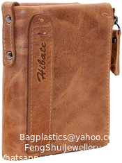 Factory Customized Amazon First Layer Cowhide Wallet Two-Tone Oil Leather Men'S And Women'S New Zipper Wallet With Custom Logo