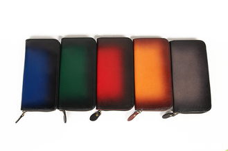 Vegetable Tanned Top Layer Cowhide Men'S Contrast Color Wallet Genuine Leather Long Clutch Zipper Clutch Manufacturer Wholesale