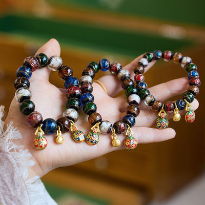 Hot Sale Multicolor 10 MM Pink Crack Shape Glass Beaded Bracelet Beautiful Bright Colour Bead Bracelets