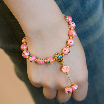 Wholesale Ceramic Jewelry New Fashion Flower Glaze Beads Bracelet Multicolor Casual Ethnic Bohemia Student Children