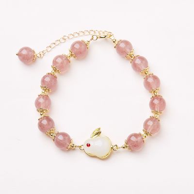 Jade Rabbit Amethyst Bracelet For Women Anxiety Amethyst Beaded Bracelets Butterfly Charms Healing Stone Layered Bracelet Gifts For Women