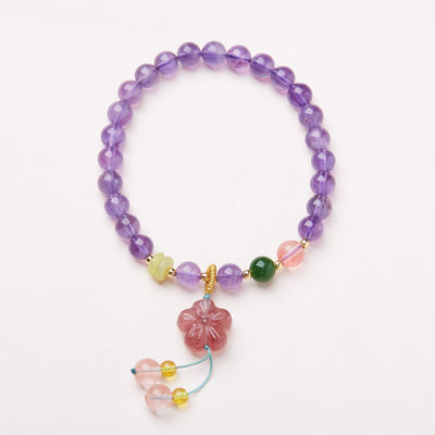 Amethyst Bracelet For Women 8mm Handmade Adjustable Amethyst Crystal Bracelet Natural Stone Purple Beaded Bracelet Healing Crystal Bracelets Amethyst Jewelry For Women