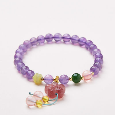 Amethyst Bracelet For Women 8mm Handmade Adjustable Amethyst Crystal Bracelet Natural Stone Purple Beaded Bracelet Healing Crystal Bracelets Amethyst Jewelry For Women