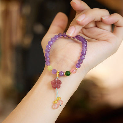 Amethyst Bracelet For Women 8mm Handmade Adjustable Amethyst Crystal Bracelet Natural Stone Purple Beaded Bracelet Healing Crystal Bracelets Amethyst Jewelry For Women