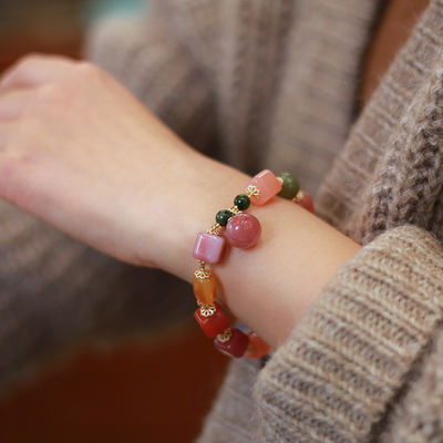 Agate Bracelet Beads Natural Gemstone Round Beads Stretch Bracelet Healing Reiki Handmade Gem Semi Precious Gemstone 6mm Round Beads Stretch Bracelet