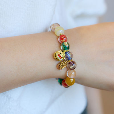 Bracelet For Women, Beaded Bracelet Opal Glaze Bracelets Fashionable Stretchable Bracelets Handmade Jewelry For Women