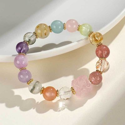Crystal Gemstones Bracelet,Anxiety Stress Relief Bracelet Handmade Purple Jewelry Gifts For Women Rakhi Positive Energy Gifts Gifts for Cleansing Home Decor