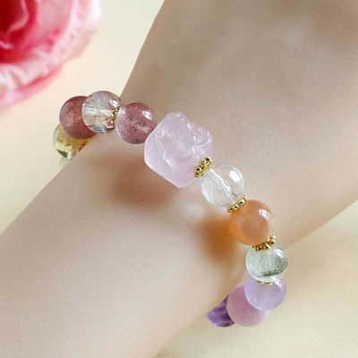 Crystal Gemstones Bracelet,Anxiety Stress Relief Bracelet Handmade Purple Jewelry Gifts For Women Rakhi Positive Energy Gifts Gifts for Cleansing Home Decor