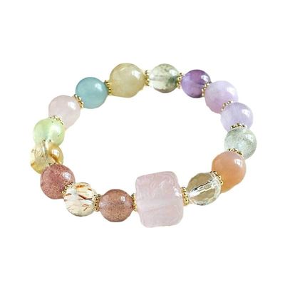 Crystal Gemstones Bracelet,Anxiety Stress Relief Bracelet Handmade Purple Jewelry Gifts For Women Rakhi Positive Energy Gifts Gifts for Cleansing Home Decor