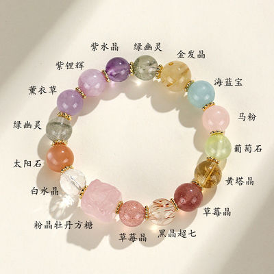 Crystal Gemstones Bracelet,Anxiety Stress Relief Bracelet Handmade Purple Jewelry Gifts For Women Rakhi Positive Energy Gifts Gifts for Cleansing Home Decor