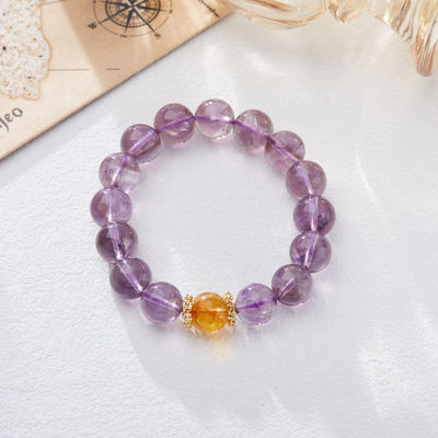 Natural Crystal Bracelets For Women Men Precious Gemstone Beaded Bracelets, Crystal Stretch Round Beads Bracelets Unisex Jewelry Gift