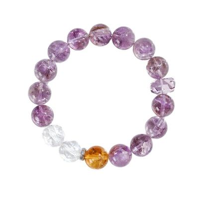 Healing Crystal Bracelets For Women Amethyst Rose Quartz Bracelet Set 8mm Natural Stone Beaded Bracelet Anxiety Stress Relief Purple Bracelets For Women