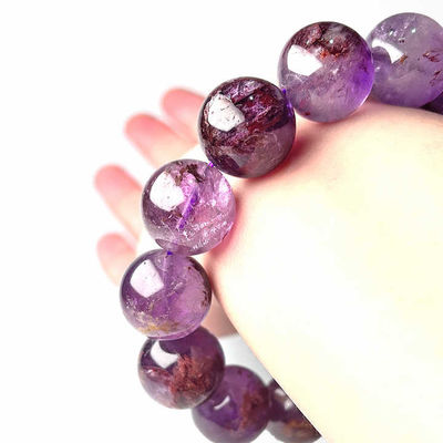 Natural Healing Crystal 6/8/10mm Natural Amethyst Phantom Amethyst Bracelet Large Diameter High Quality Lucky Crystal Bracelet