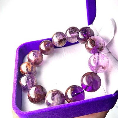 Natural Healing Crystal 6/8/10mm Natural Amethyst Phantom Amethyst Bracelet Large Diameter High Quality Lucky Crystal Bracelet