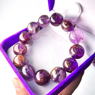 Natural Healing Crystal 6/8/10mm Natural Amethyst Phantom Amethyst Bracelet Large Diameter High Quality Lucky Crystal Bracelet