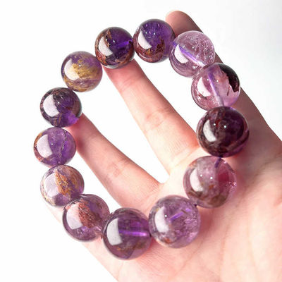 Natural Healing Crystal 6/8/10mm Natural Amethyst Phantom Amethyst Bracelet Large Diameter High Quality Lucky Crystal Bracelet