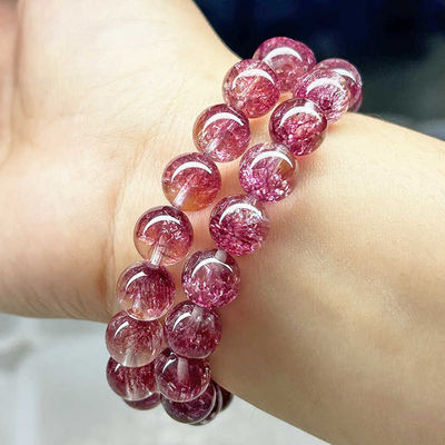 Natural Healing Properties Natural Purple Copper Super Seven Rutilated Quartz Bracelet With Natural Healing Stone Jewelry