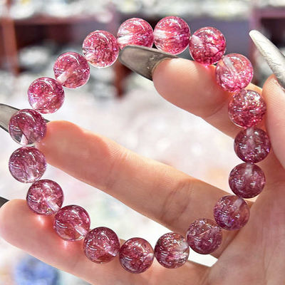 Natural Healing Properties Natural Purple Copper Super Seven Rutilated Quartz Bracelet With Natural Healing Stone Jewelry