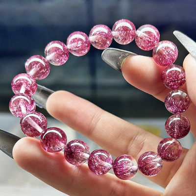 Natural Healing Properties Natural Purple Copper Super Seven Rutilated Quartz Bracelet With Natural Healing Stone Jewelry