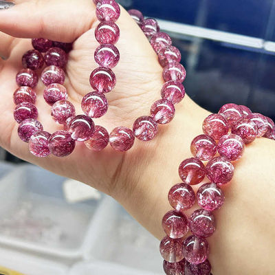 Natural Healing Properties Natural Purple Copper Super Seven Rutilated Quartz Bracelet With Natural Healing Stone Jewelry