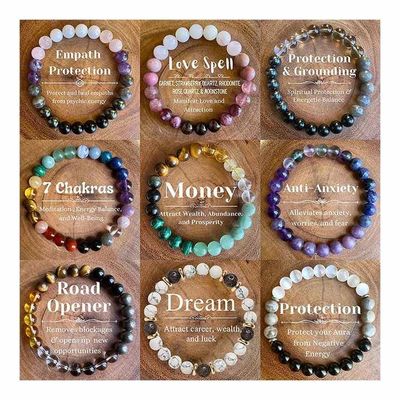 Natural Stone Quartz Healing Crystal Stretch Beaded Bracelet Wealth Money Jewelry Men Women Gift Stone Bracelet Amethysts Quartz Chain Bracelets Reiki Healing Bracelet Jewelry Gift