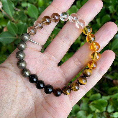 Natural Stone Quartz Healing Crystal Stretch Beaded Bracelet Wealth Money Jewelry Men Women Gift Stone Bracelet Amethysts Quartz Chain Bracelets Reiki Healing Bracelet Jewelry Gift