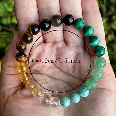 Natural Stone Quartz Healing Crystal Stretch Beaded Bracelet Wealth Money Jewelry Men Women Gift Stone Bracelet Amethysts Quartz Chain Bracelets Reiki Healing Bracelet Jewelry Gift